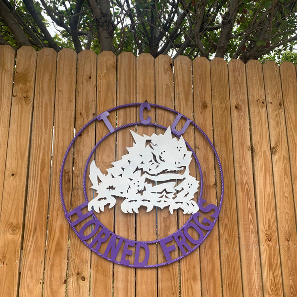 12",18",24",32",36" TCU HORNED FROGS CUSTOM METAL VINTAGE CRAFT TEAM SIGN HANDMADE
