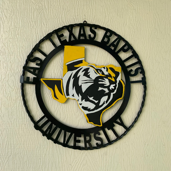 EAST TEXAS BAPTIST UNIVERSITY METAL CUSTOM VINTAGE CRAFT SIGN WALL ART TEAM HANDMADE