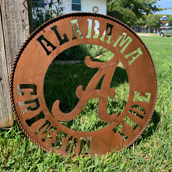 ALABAMA CRIMSON TIDE WIDE BAND RING CUSTOM METAL VINTAGE CRAFT TEAM SIGN HANDMADE