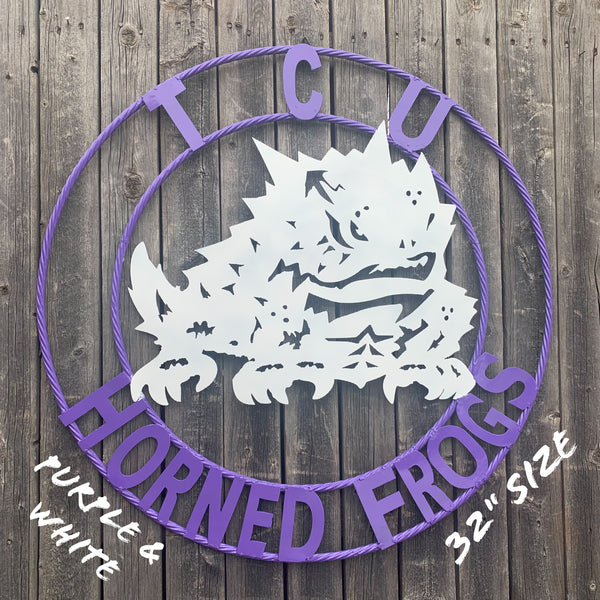 12",18",24",32",36" TCU HORNED FROGS CUSTOM METAL VINTAGE CRAFT TEAM SIGN HANDMADE