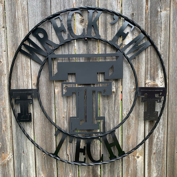 12", 18", 24", 32" WRECKEM TEXAS TECH METAL CUSTOM VINTAGE CRAFT TEAM SIGN HANDMADE