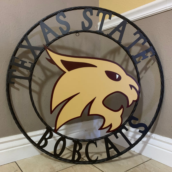 12",18",24",32",36" TEXAS STATE BOBCATS CUSTOM METAL VINTAGE CRAFT TEAM SIGN WESTERN HOME DECOR HANDMADE