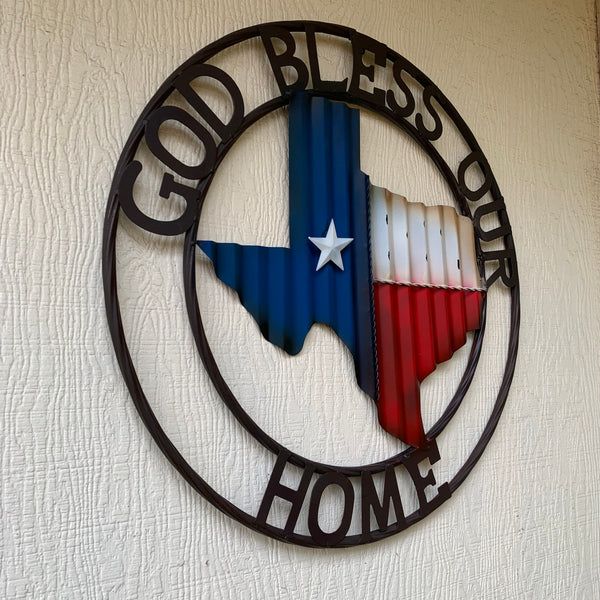 24" WAVY GOD BLESS PUR HOME STATE OF TEXAS METAL CRAFT SIN WESTERN HOME DECOR HANDMADE NEW