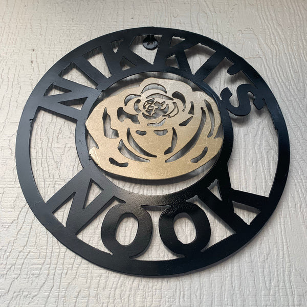 CUSTOM NAME GOLD FLOWER VALENTINE'S LASERCUT METAL SIGN WESTERN HOME DECOR CUSTOM SIGN