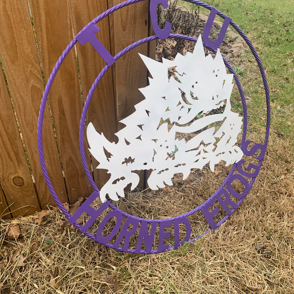 12",18",24",32",36" TCU HORNED FROGS CUSTOM METAL VINTAGE CRAFT TEAM SIGN HANDMADE
