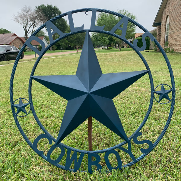 DALLAS COWBOYS NAVY BLUE BARN STAR METAL LONE STAR WESTERN HOME DECOR HANDMADE 24",32",36",40",42",44",46",50"
