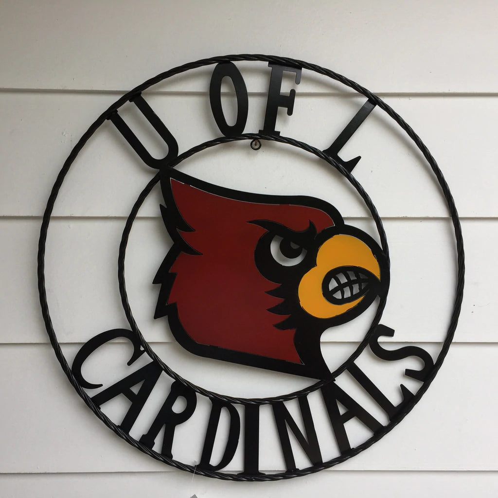U OF L CARDINALS METAL CUSTOM VINTAGE CRAFT WALL ART RUSTIC TEAM SIGN HANDMADE