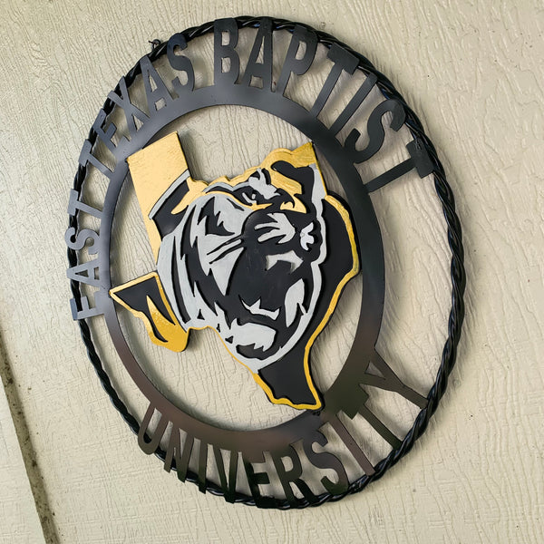 EAST TEXAS BAPTIST UNIVERSITY METAL CUSTOM VINTAGE CRAFT SIGN WALL ART TEAM HANDMADE