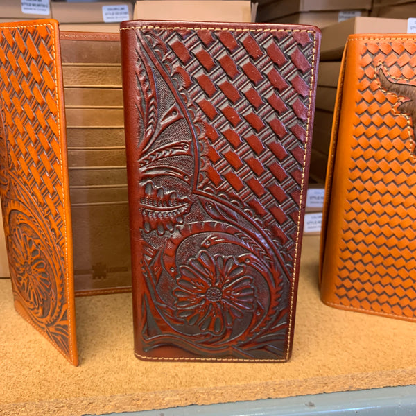 GENUINE LEATHER WESTERN CHECKBOOK MEN'S WALLET WESTERN FASHION--FREE SHIPPING
