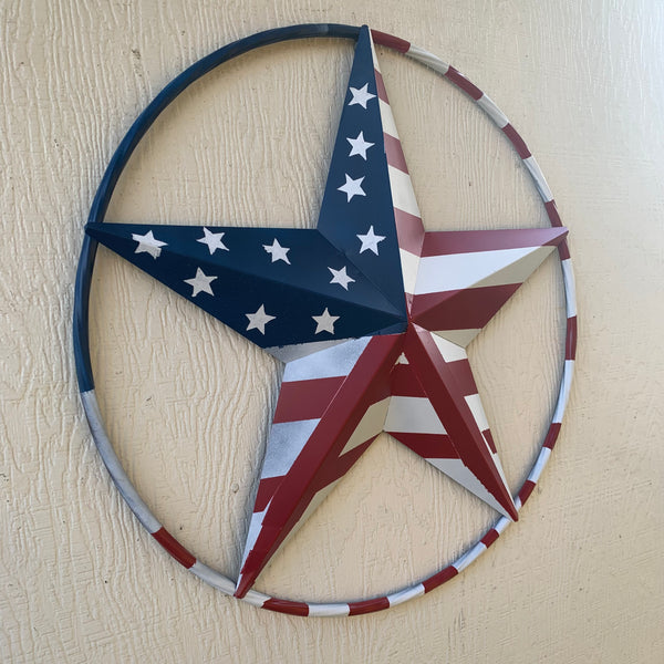 PEACE STAR SIGN METAL RED WHT BLUE STAR WESTERN HOME DECOR HANDMADE 12",16",24",32"36",38",40",48"