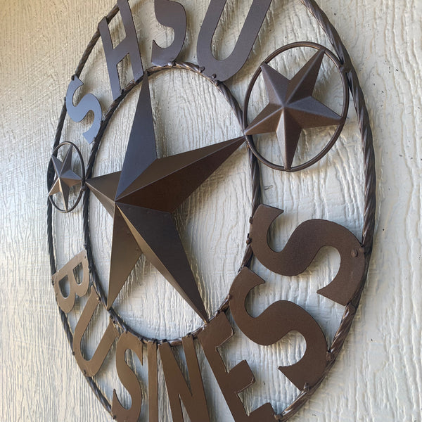 24",32" SHSU SAM HOUSTON BEARKATS BUSINESS RUSTIC BRONZE COPPER METAL CUSTOM VINTAGE CRAFT RUSTIC BLACK TEAM STAR HANDMADE