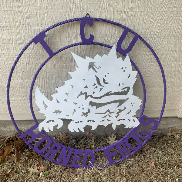 12",18",24",32",36" TCU HORNED FROGS CUSTOM METAL VINTAGE CRAFT TEAM SIGN HANDMADE