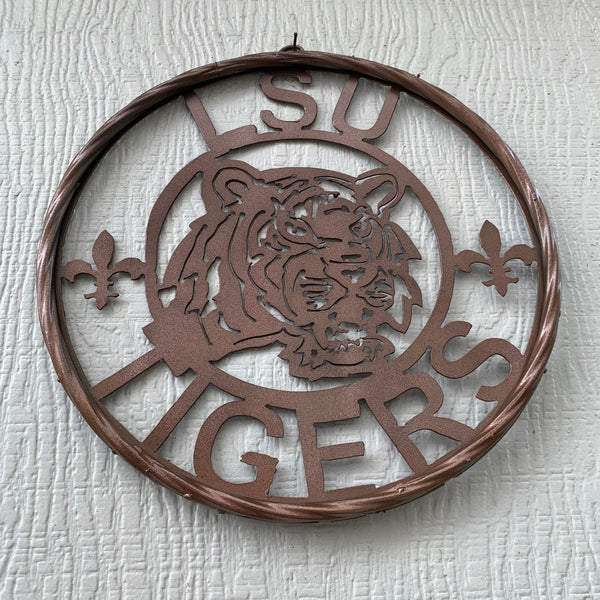 12" LSU TIGERS CUSTOM METAL VINTAGE CRAFT WESTERN HOME DECOR NEW