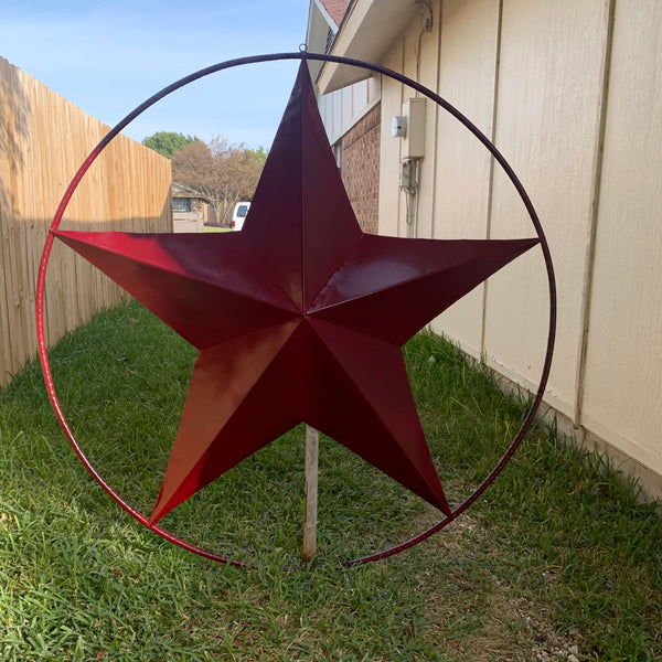 24",32",36" CRANBERRY RED STAR BARN METAL LONESTAR TWISTED ROPE RING WALL ART WESTERN HOME DECOR BRAND NEW