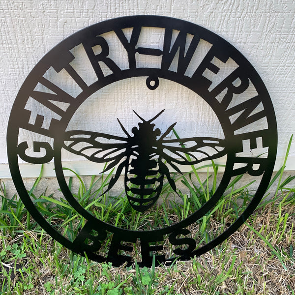 #EH10491 CUSTOM NAME BEE LASERCUT CUSTOM METAL VINTAGE CRAFT SIGN WESTERN HOME DECOR HANDMADE