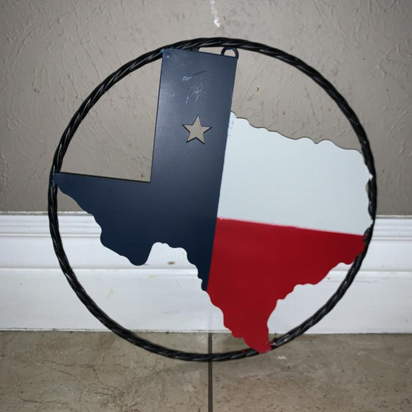 #BC8065 6",9",12"  TEXAS METAL STATE OF TEXAS MAP RED WHITE BLUE WALL ART WESTERN HOME DECOR NEW DECOR