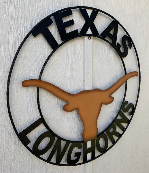 TEXAS LONGHORNS CUSTOM METAL VINTAGE CRAFT TEAM SIGN WESTERN HOME DECOR HANDMADE #EH90072