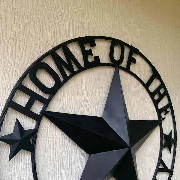 BRAGG STYLE YOUR CUSTOM NAME HOME OF FAMILY STAR METAL BARN STAR 3d TWISTED ROPE RING WESTERN HOME DECOR NEW HANDMADE 24",32",34",36",40",42",44",46",50"