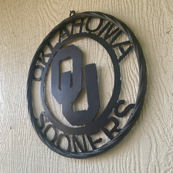 12", 18", 24", 32" OU OKLAHOMA SOONERS RUSTIC BLACK METAL CUSTOM VINTAGE CRAFT WALL ART TEAM SIGN HANDMADE