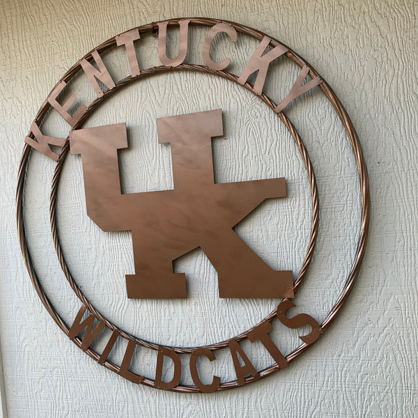 12", 18", 24", 32" KENTUCKY WILDCATS CUSTOM HAMMERED COPPER METAL VINTAGE CRAFT SIGN HANDMADE