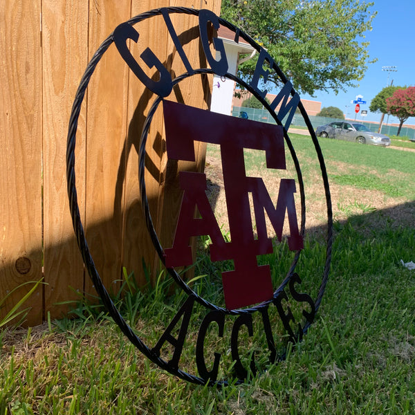 GIGEM AGGIES METAL CUSTOM VINTAGE CRAFT TEAM SIGN HANDMADE