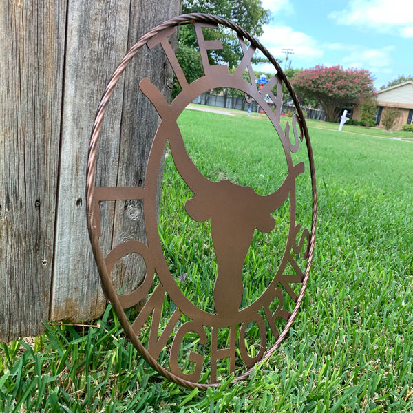 40",44",50" TEXAS LONGHORNS CUSTOM METAL VINTAGE CRAFT SIGN TEAM ART WESTERN HOJME DECOR RUSTIC BRONZE
