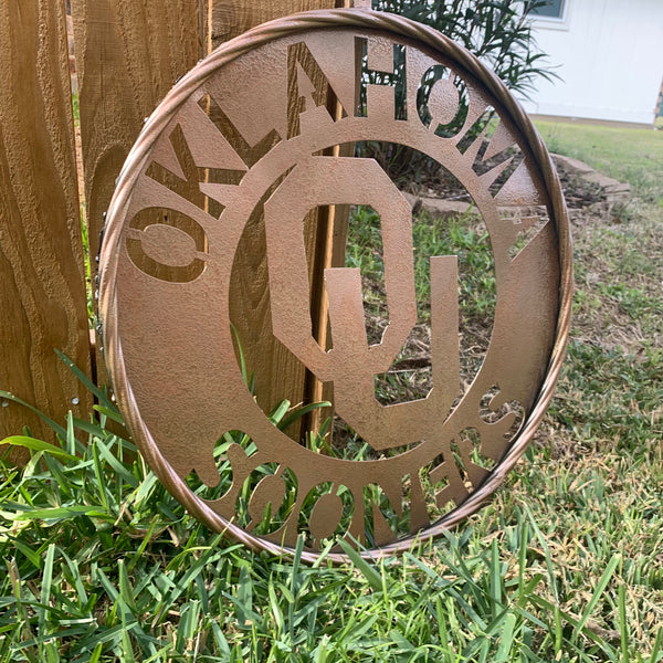 12",18",24",32" OU SOONERS HAMMERED COPPER CUSTOM METAL VINTAGE CRAFT TEAM SIGN HANDMADE CRAFT