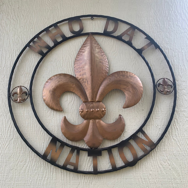 18", 24", 32" 36" WHO DAT NATION FLEUR DE LIS METAL WALL ART WESTERN HOME DECOR NEW