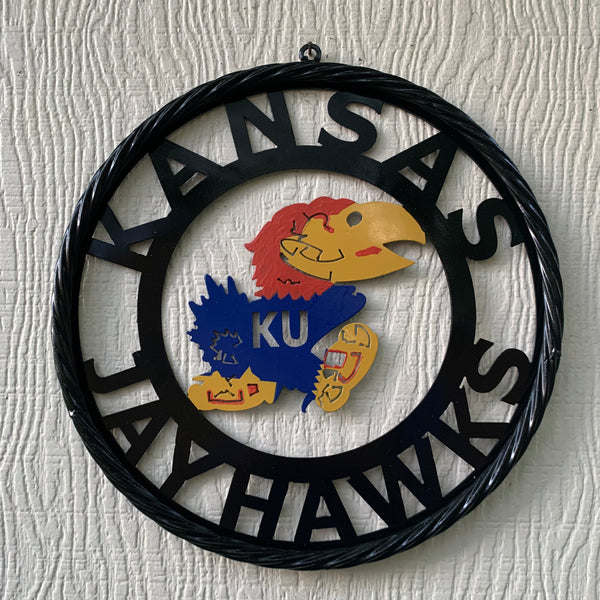 KANSAS JAYHAWKS METAL CUSTOM VINTAGE CRAFT WALL ART TEAM SIGN HANDMADE