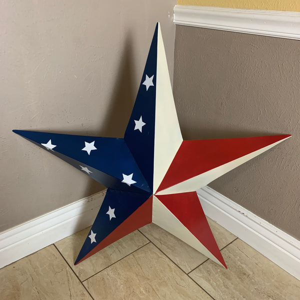 12",16",24",30",36" USA AMERICAN FLAG STAR STYLE #1 RED WHITE & BLUE METAL BARN STAR WALL ART HANDMADE STYLE# 1