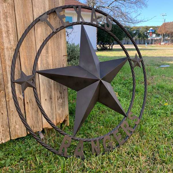 TEXAS RANGERS BLACK LONE STAR METAL TEAM WESTERN HOME DECOR CRAFT
