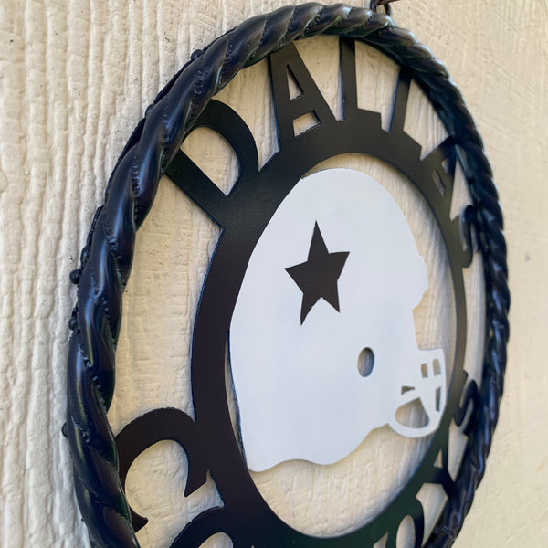 12", 18", 24", 32" DALLAS COWBOYS HELMET SIGN NAVY BLUE & WHITE METAL CUSTOM VINTAGE CRAFT WALL ART TEAM SIGN HANDMADE