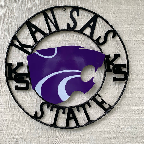 KANSAS STATE METAL CUSTOM VINTAGE CRAFT WALL ART TEAM SIGN HANDMADE