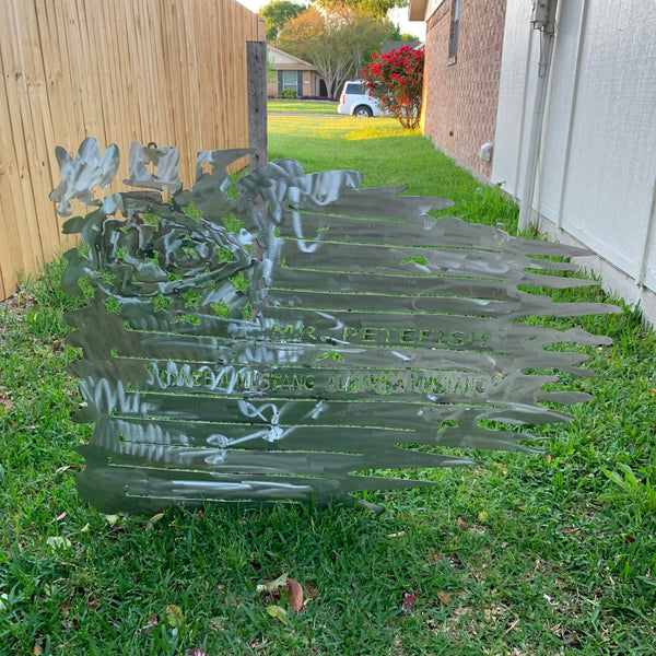 YOUR CUSTOM NAME TATTERED FLAG CUSTOM METAL VINTAGE CRAFT WALL ART HOME DECOR