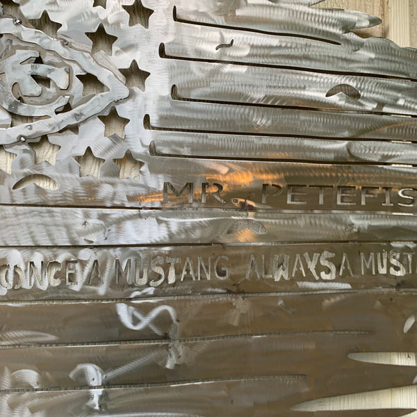 YOUR CUSTOM NAME TATTERED FLAG CUSTOM METAL VINTAGE CRAFT WALL ART HOME DECOR