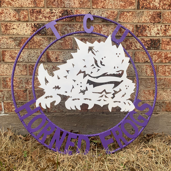 12",18",24",32",36" TCU HORNED FROGS CUSTOM METAL VINTAGE CRAFT TEAM SIGN HANDMADE