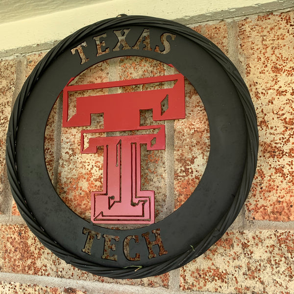 12", 18", 24", 32" TEXAS TECH WIDE BAND RING RED & BLACK CUSTOM METAL VINTAGE CRAFT TEAM SIGN