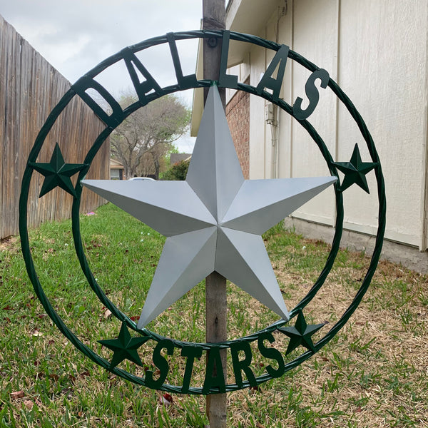 DALLAS STARS BARN LONE STAR METAL HOCKEY TEAM WESTERN HOME DECOR CRAFT RUSTIC GREEN & WHITE