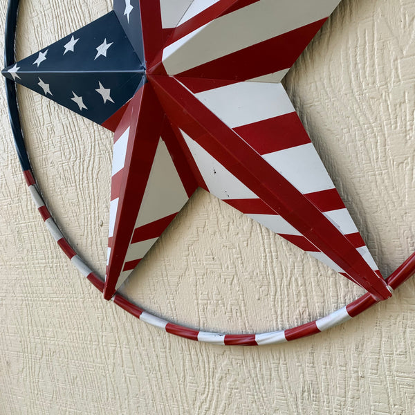 PEACE STAR METAL RED WHT BLUE STAR WESTERN HOME DECOR HANDMADE 12",16",24",32"36",38",40",48"