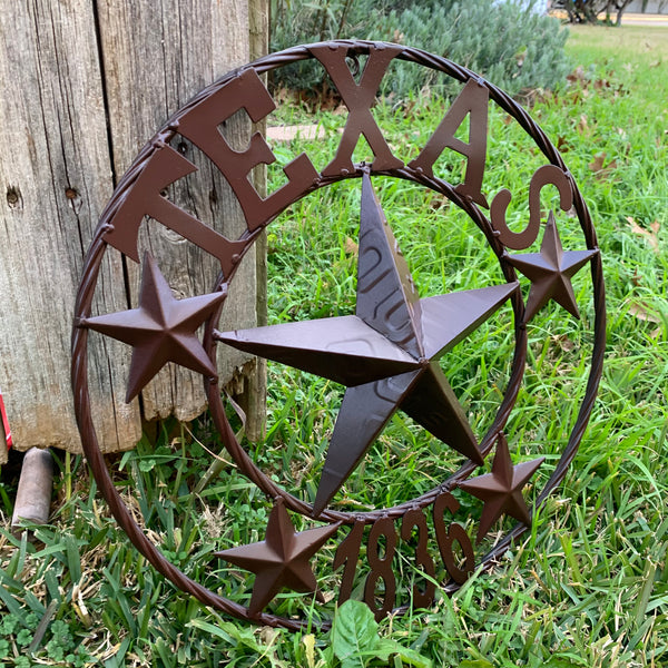 16",24",32",50" RUSTIC BROWN TEXAS 1836 BARN STAR METAL ART WESTERN HOME DECOR VINTAGE RUSTIC DARK BROWN NEW