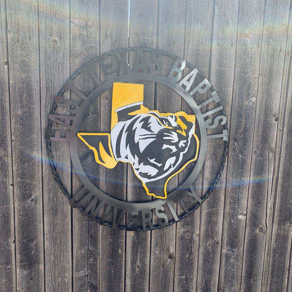 EAST TEXAS BAPTIST UNIVERSITY METAL CUSTOM VINTAGE CRAFT SIGN WALL ART TEAM HANDMADE