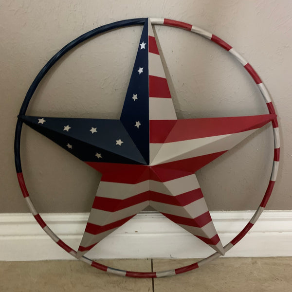 AMERICAN USA FLAG BARN STAR METAL RED BEIGE BLUE STAR 12",16",24",32"36",38",40",48