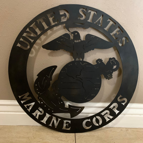 24" USA MARINE CORPS MILITARY LASERCUT BLACK CUSTOM VINTAGE METAL CRAFT WALL ART DECOR WESTERN HOME DECOR HANDMADE