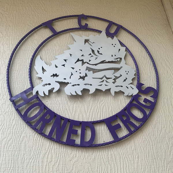 12",18",24",32",36" TCU HORNED FROGS CUSTOM METAL VINTAGE CRAFT TEAM SIGN HANDMADE
