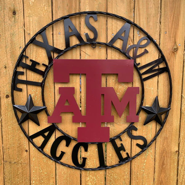 12", 18", 24", 32" TEXAS A&M AGGIES STARS METAL CUSTOM VINTAGE CRAFT WALL ART TEAM SIGN HANDMADE