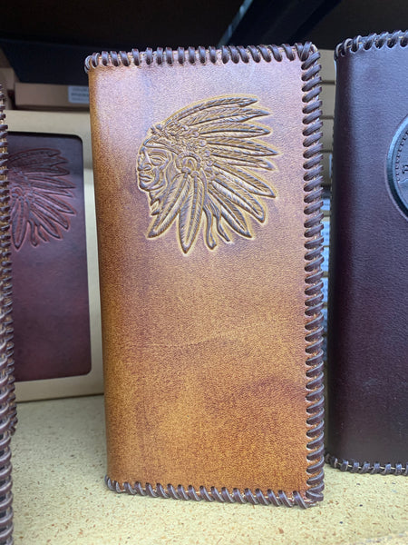 #LG INDIAN CHECKBOOK WALLET MEN'S WALLET GENUINE LEATHER NEW -- FREE SHIPPING