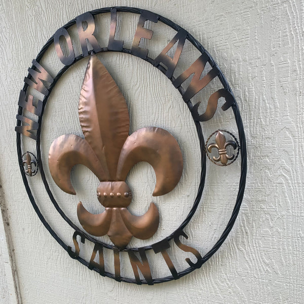 18", 24", 32" NEW ORLEANS SAINTS METAL SIGN WALL ART WESTERN HOME DECOR RUSTIC GOLD & BLACK ART NEW