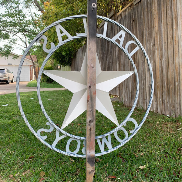 DALLAS COWBOYS RUSTIC GREY BARN LONE STAR CUSTOM METAL VINTAGE STAR WESTERN HOME DECOR