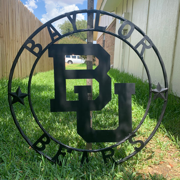 12", 18", 24", 32" BAYLOR BEARS CUSTOM BLACK METAL VINTAGE CRAFT SIGN WALL ART HANDMADE