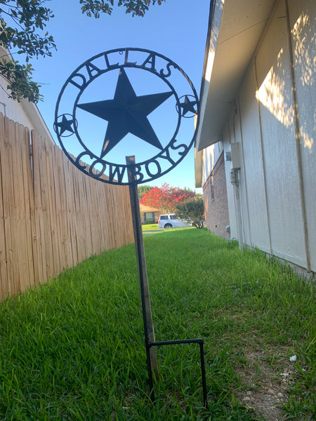 24" STAR & 34" STAKE DALLAS COWBOYS DECOR METAL ART WESTERN HOME WALL DECOR ALL RUSTIC BLACK STAR WITH 34" STAKE